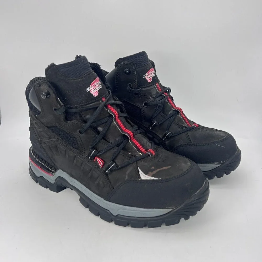 Red Wing Flexforce Men Size 7D Aluminum Safety Toe Hiker Boot Black 6671